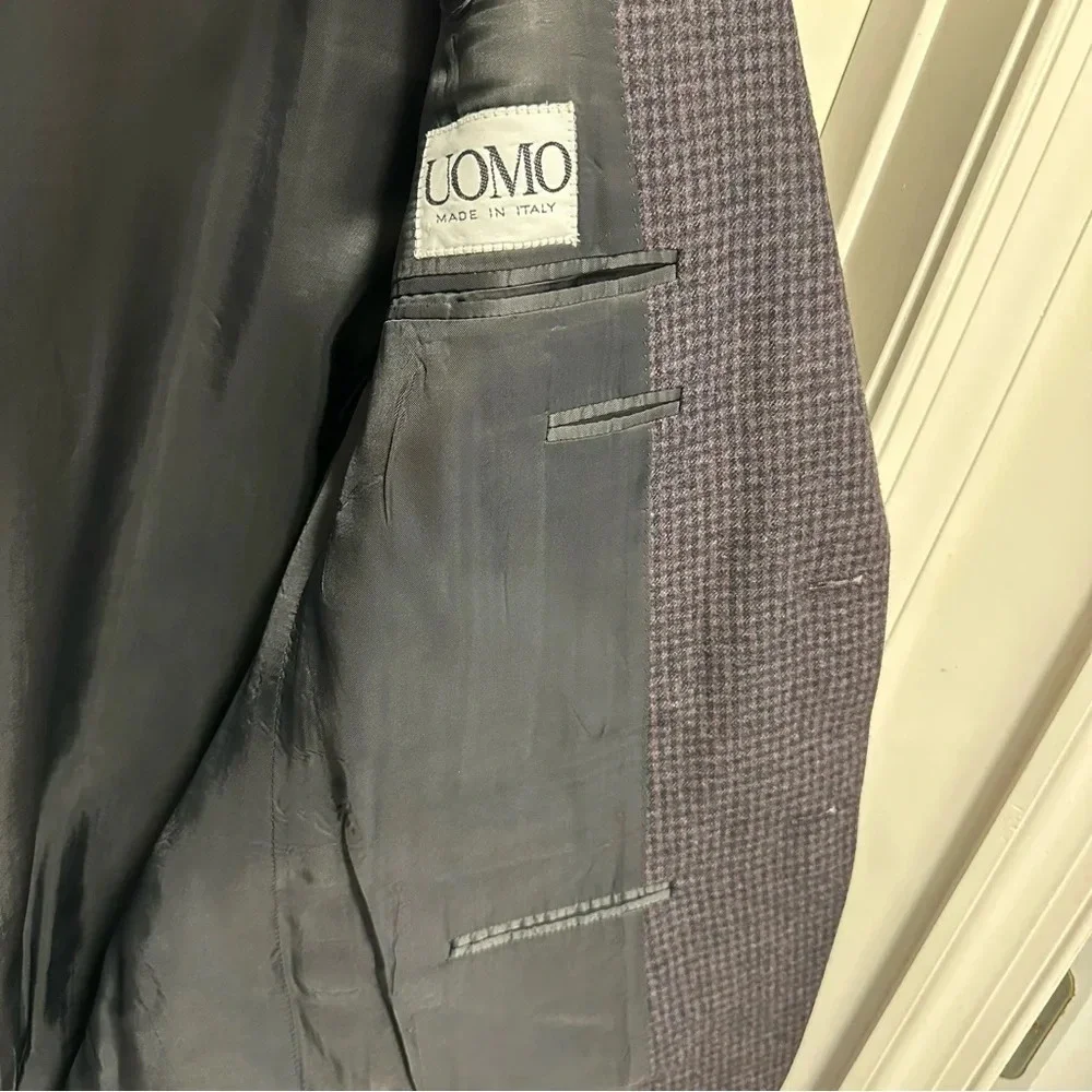CANALI Wool Cashmere Silk Sport Coat Blazer Purple Plaid Check Italy Size 54
